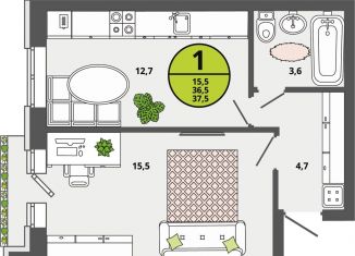 Продам 1-ком. квартиру, 36.5 м2, Тульская область, улица Героя России Горшкова, 9