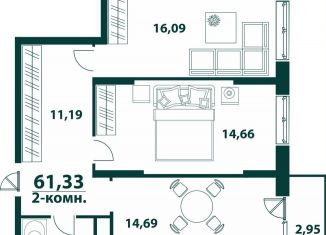 Продается 2-комнатная квартира, 61.3 м2, Ульяновск, жилой комплекс Аквамарин-2, 3