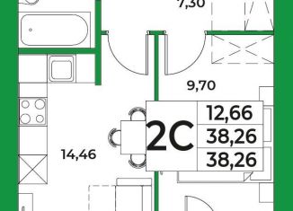 Продажа 1-ком. квартиры, 38.3 м2, Республика Башкортостан