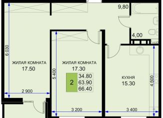 Продажа двухкомнатной квартиры, 66.4 м2, Краснодарский край, Екатерининская улица, 5к2