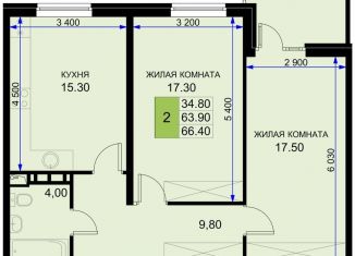 Продается 2-комнатная квартира, 66.4 м2, Краснодарский край, Екатерининская улица, 3к1