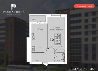 Продам 1-комнатную квартиру, 40 м2, Тамбов, Научная улица, 14Б