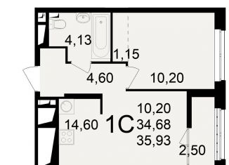 Продам 1-комнатную квартиру, 35.9 м2, Рязань