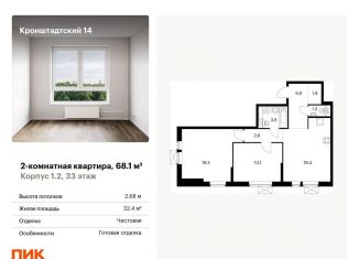Продажа двухкомнатной квартиры, 68.1 м2, Москва, ЖК Кронштадтский 14, Кронштадтский бульвар, 8к2