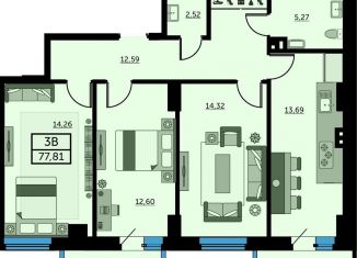 Продается 3-комнатная квартира, 77.5 м2, Ростов-на-Дону, ЖК Сердце Ростова 2, улица Ларина, 45с11