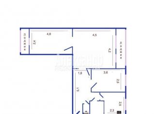 Продажа трехкомнатной квартиры, 57 м2, Санкт-Петербург, метро Проспект Большевиков, улица Коллонтай, 47к4