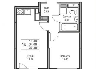 1-ком. квартира на продажу, 34.7 м2, Санкт-Петербург, Ивинская улица, 1к2