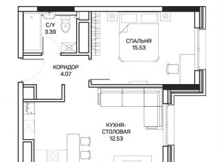 1-комнатная квартира на продажу, 36 м2, Москва, улица Корнейчука, 27, район Бибирево