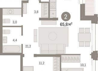 Продам двухкомнатную квартиру, 65.8 м2, Новосибирск, метро Красный проспект