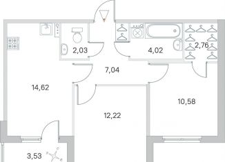 2-ком. квартира на продажу, 55 м2, посёлок Стрельна