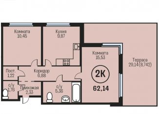 Продам 2-ком. квартиру, 62.1 м2, Алтайский край, Южный тракт, 15к4