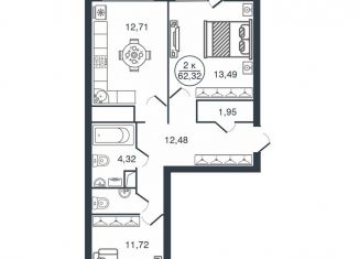 Продажа 2-ком. квартиры, 64.6 м2, Тверь