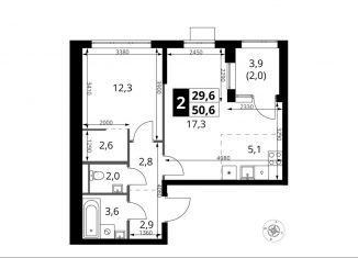 Продаю 2-комнатную квартиру, 50.6 м2, поселение Мосрентген