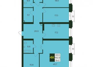 Продаю четырехкомнатную квартиру, 164.1 м2, Чебоксары, Чебоксарский проспект, поз5.6, Калининский район