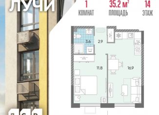 Продажа 1-комнатной квартиры, 35.2 м2, Москва, ЗАО