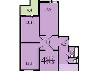 Продается 4-ком. квартира, 95 м2, Москва, улица Маршала Кожедуба, 14, район Люблино