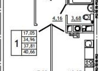 Продажа однокомнатной квартиры, 40.7 м2, деревня Алтуховка