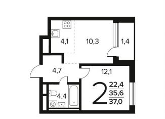 2-ком. квартира на продажу, 37 м2, поселение Десёновское