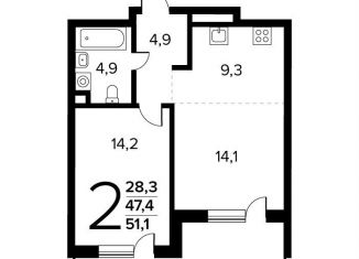 Продам 2-ком. квартиру, 51.1 м2, поселение Десёновское