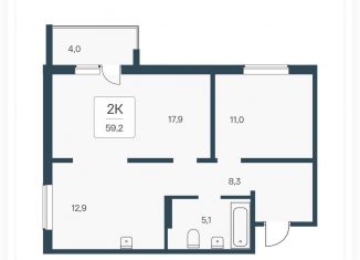 Продается двухкомнатная квартира, 59 м2, Новосибирская область, Кедровая улица, 80/1