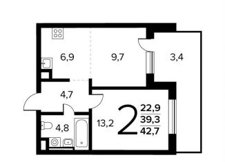 Продаю 2-ком. квартиру, 42.7 м2, поселение Десёновское