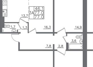 Продается 3-комнатная квартира, 77 м2, Иркутск