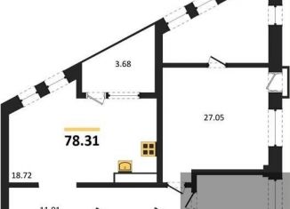 Продажа 2-ком. квартиры, 78.3 м2, Воронеж, Железнодорожный район, набережная Чуева, 7