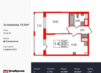 Продаю 1-комнатную квартиру, 34.4 м2, Санкт-Петербург, Невский район, Октябрьская набережная, 36к4