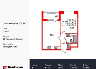 Продам однокомнатную квартиру, 32.8 м2, Санкт-Петербург, 1-й Предпортовый проезд, 1, 1-й Предпортовый проезд