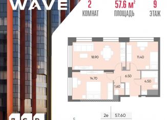 Продам 2-ком. квартиру, 57.6 м2, Москва, район Москворечье-Сабурово