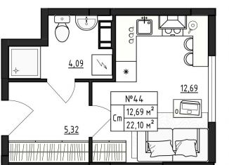 Продажа 1-ком. квартиры, 22.1 м2, деревня Малое Верево