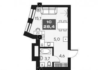 Продается квартира студия, 28.4 м2, Новосибирская область