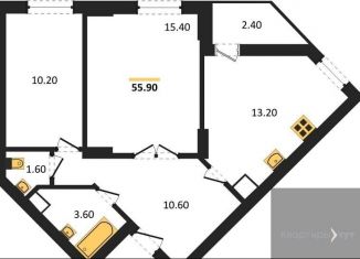 Продажа 2-комнатной квартиры, 55.8 м2, Воронеж, улица Фёдора Тютчева, 93/4, ЖК Микрорайон Боровое