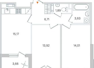 Продам 2-комнатную квартиру, 57.2 м2, Пушкин