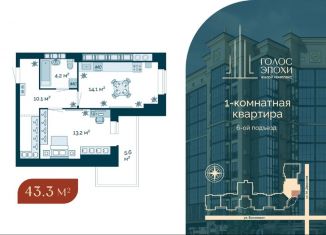 Продается 1-ком. квартира, 43.3 м2, Астрахань, Бакинская улица, 87