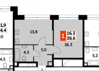 Продам 1-комнатную квартиру, 39.6 м2, Москва, ЖК Сидней Сити, жилой комплекс Сидней Сити, к2/1