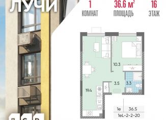 Продажа однокомнатной квартиры, 36.6 м2, Москва, ЗАО