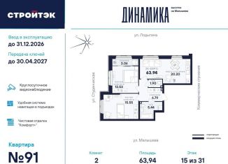 2-ком. квартира на продажу, 63.9 м2, Екатеринбург, Кировский район, улица Малышева, 145