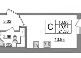 Продам квартиру студию, 21.4 м2, Санкт-Петербург, муниципальный округ Новоизмайловское, Кубинская улица, 82к3с1