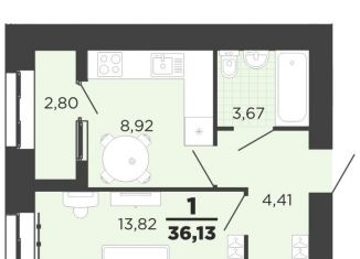 Продаю 1-ком. квартиру, 36.1 м2, Рязань