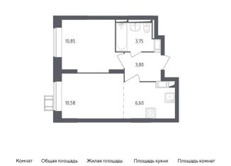 Продаю однокомнатную квартиру, 35.6 м2, посёлок Мирный, улица Академика Северина, 13, ЖК Томилино Парк