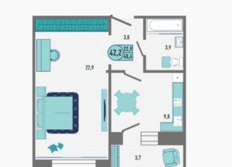 Продажа однокомнатной квартиры, 42.2 м2, Липецк, Минская улица, 4Б, ЖК Столица