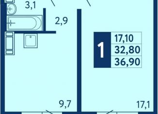 Однокомнатная квартира на продажу, 36.9 м2, Уфа, ЖК Новая Дёма