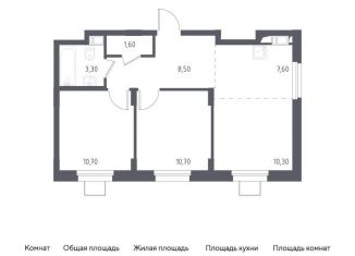 2-комнатная квартира на продажу, 53.3 м2, Московская область, жилой комплекс Люберцы 2020, к70