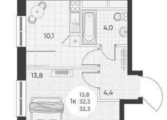 Продаю 1-комнатную квартиру, 32.3 м2, посёлок городского типа Яблоновский