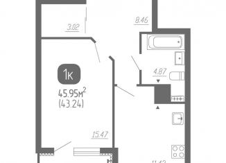 Продам 1-ком. квартиру, 46 м2, Самара