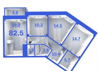 Продам трехкомнатную квартиру, 82.5 м2, деревня Борисовичи