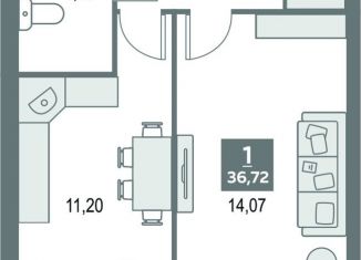 1-ком. квартира на продажу, 36.7 м2, Кировская область, улица Рудницкого, 14