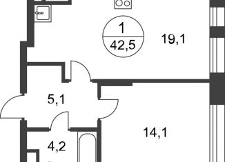 Продаю 1-комнатную квартиру, 42.5 м2, Москва, деревня Рассказовка, 1