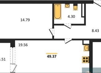 Продам 1-комнатную квартиру, 48.9 м2, Воронеж